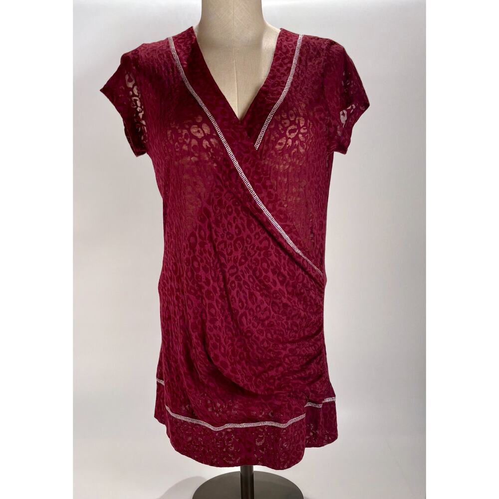 Purple Sheer Top Large Deep V Neck Short Sleeves Blouse Whipsigoth Gothic